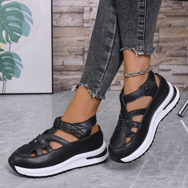 Damen Plateau‑Sneaker‑Sandale mit geschlossener Kappe und Klettverschluss Echo Archiv