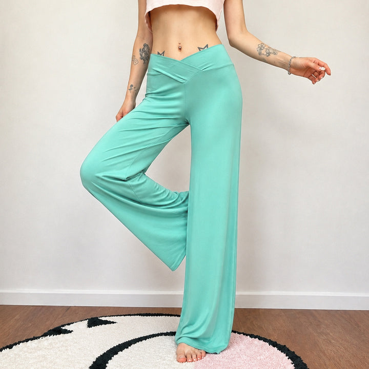 Damen nan weite Palazzo-Hose mit V-förmiger Bundnaht und elastischem Stretch-Jersey Echo Archiv