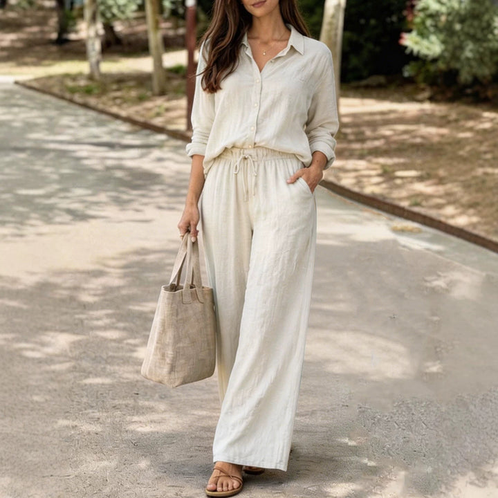 Damen Leichte und bequeme Sommerbluse mit weiten Hosen Echo Archiv