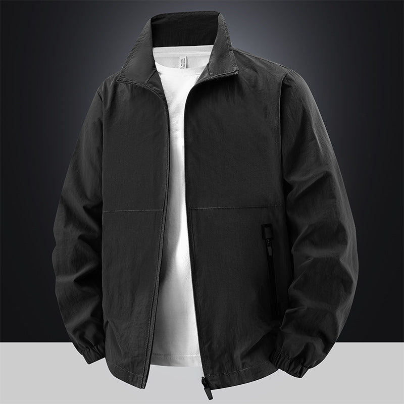 Herren Leichte Baumwoll-Mix-Übergangsjacke mit Stehkragen und verdecktem Reißverschluss Echo Archiv