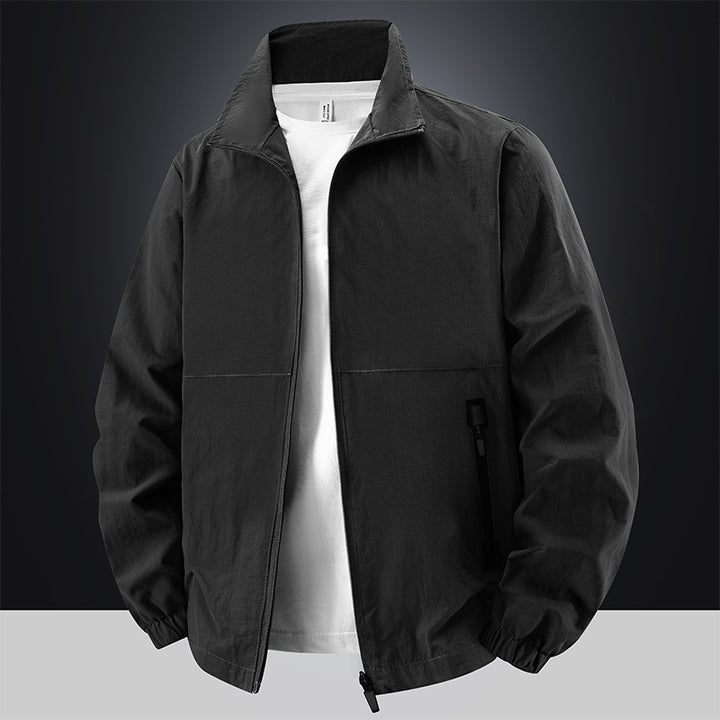Herren Leichte Baumwoll-Mix-Übergangsjacke mit Stehkragen und verdecktem Reißverschluss Echo Archiv