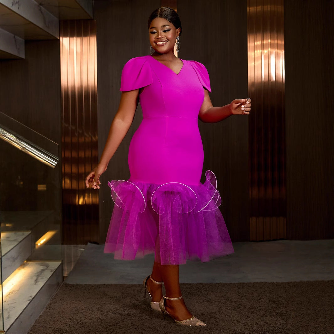 Damen figurbetontes Kleid mit voluminösen Puffärmeln und Tüllrock Echo Archiv