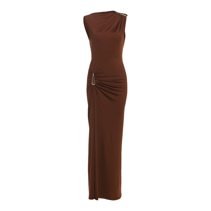 Damen Elegantes Maxikleid mit asymmetrischem Schnitt und Raffungen Echo Archiv