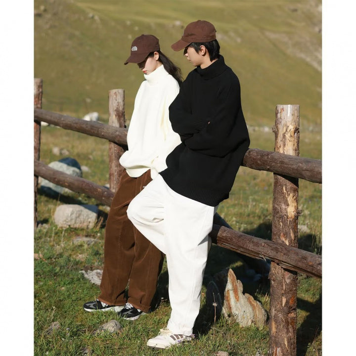 Damen Oversize-Rollkragenpullover aus weichem Baumwollmix mit gerippten Bündchen und verlängertem Saum Echoarchiv