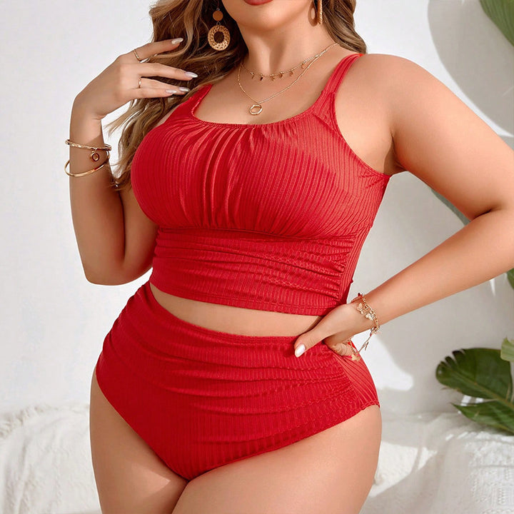 Damen Hochtailliertes Bikini-Set mit geripptem Oberteil Echo Archiv