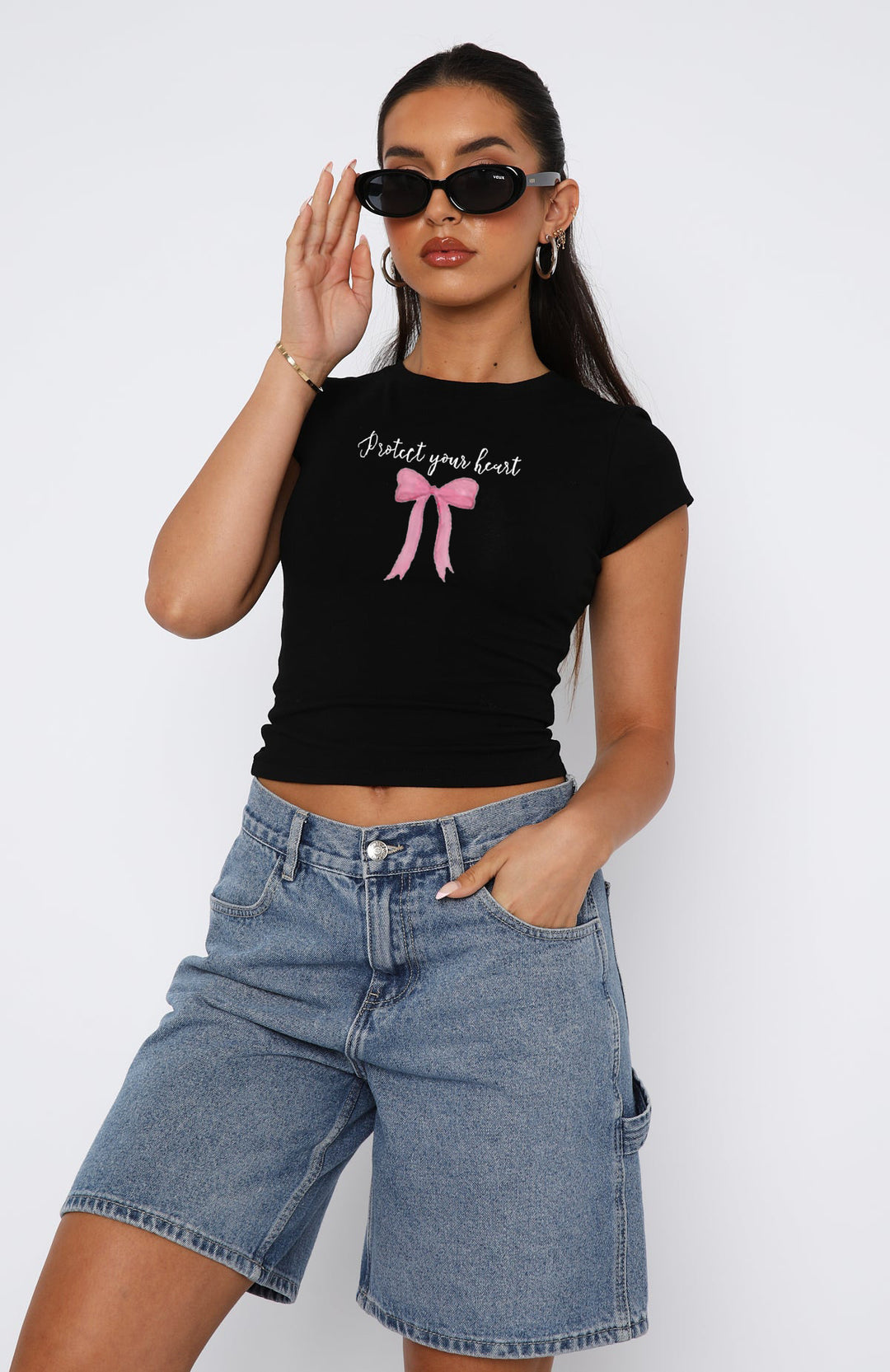 Damen bequemes Crop-Top mit modischem Druck Echo Archiv