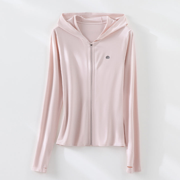 Damen Leichte Kapuzenjacke mit durchgehendem Reißverschluss, Slim‑Fit und Daumenloch Echoarchiv