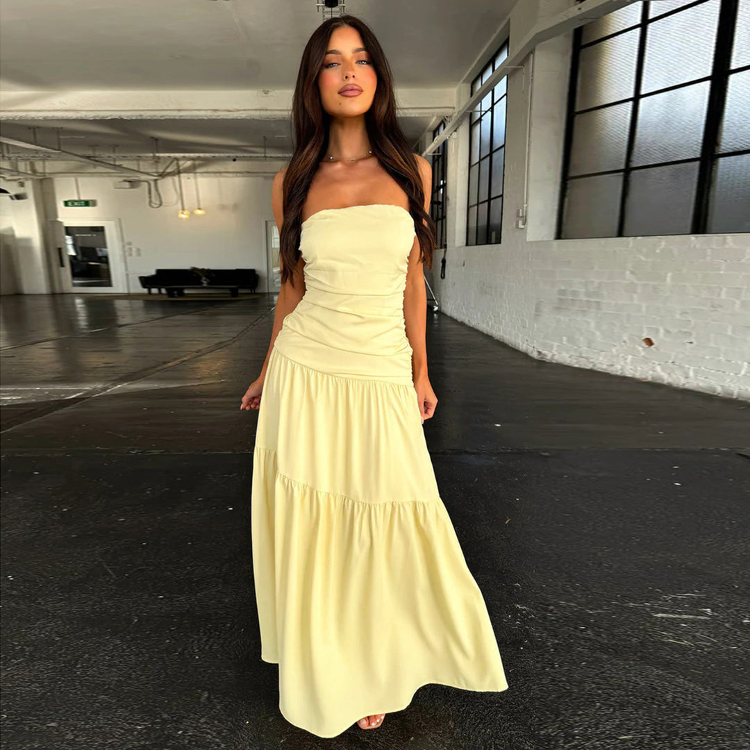 Damen romantisches Wickelkleid mit voluminösem Rock und gerafftem Oberteil Echo Archiv