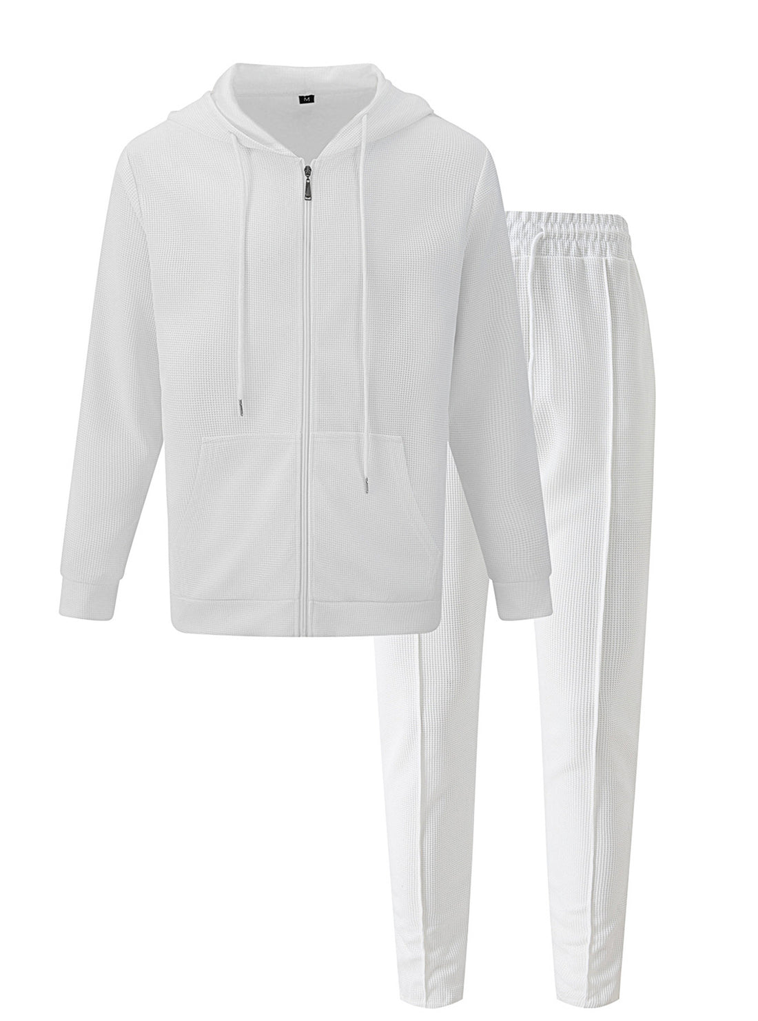 Herren Waffelstruktur-Jogginganzug mit Kapuzen-Zipjacke und konisch geschnittener Jogginghose – Cavarno