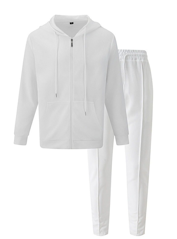 Herren nan Waffelstruktur-Jogginganzug mit Kapuzen-Zipjacke und konisch geschnittener Jogginghose Echo Archiv