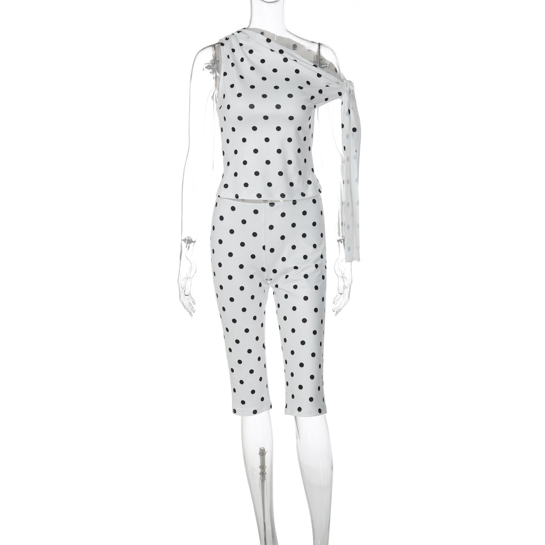 Damen Polka-Dot-Einteiler mit asymmetrischem Schnitt Echo Archiv