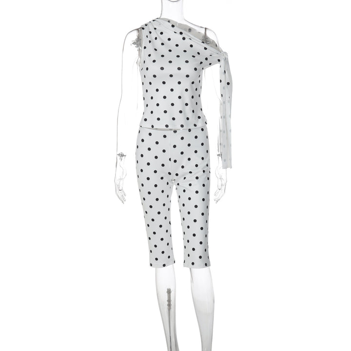 Damen Polka-Dot-Einteiler mit asymmetrischem Schnitt Echo Archiv