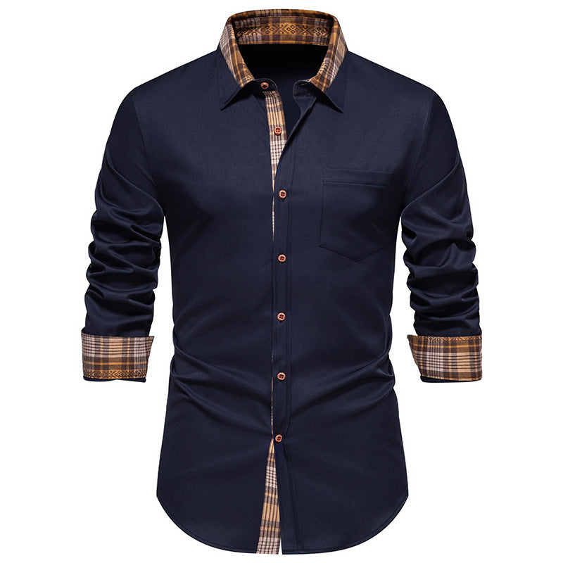 Herren Elegantes Langarmhemd mit Kontrastdetails Echoarchiv
