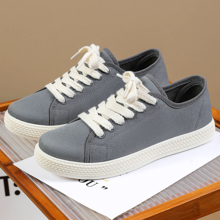 Damen nan Canvas-Sneaker mit geflochtener Plateau-Gummisohle, atmungsaktivem Textilfutter und extra breiten Baumwollsenkeln Echo Archiv