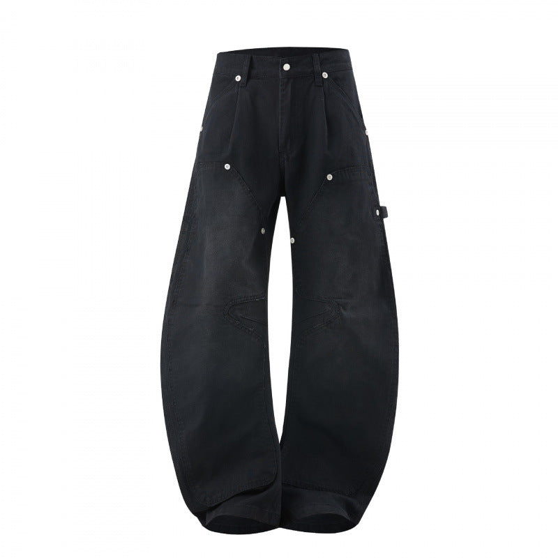 Damen Weite Denim-Carpenter-Hose mit Ballonbeinen und verstärkten Knie-Paneelen Echo Archiv