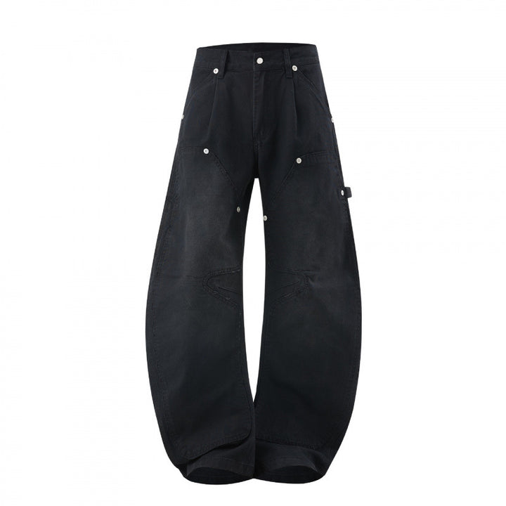 Damen Weite Denim-Carpenter-Hose mit Ballonbeinen und verstärkten Knie-Paneelen Echo Archiv