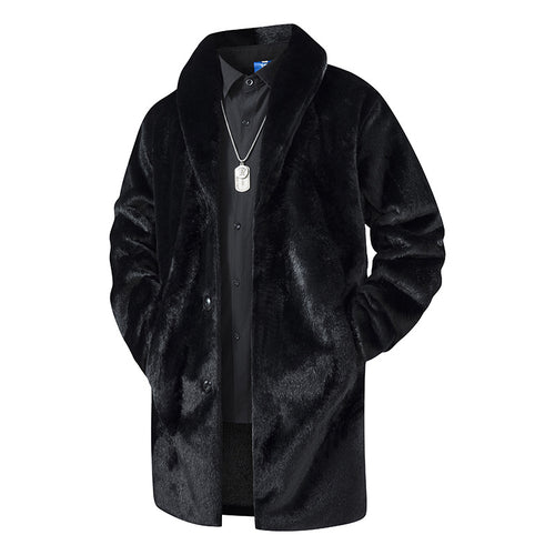 Herren Langer Kunstfell-Mantel mit Oversize-Schnitt und Schalkragen Echo Archiv