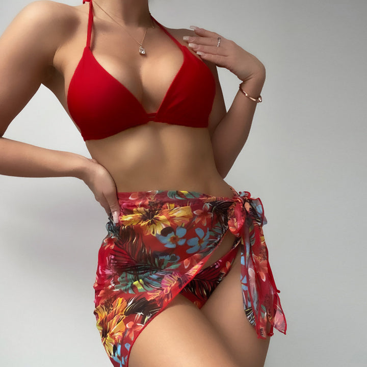 Damen Bikini mit verstellbaren Trägern und floralem Wickelrock Echo Archiv