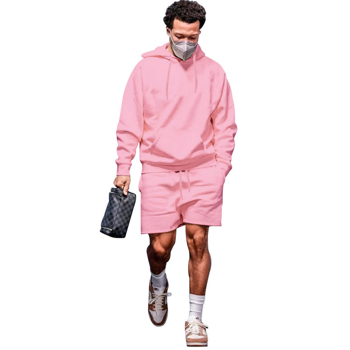 Herren lässiges Hoodie- und Shorts-Set aus atmungsaktivem Material mit praktischen Taschen Echoarchiv