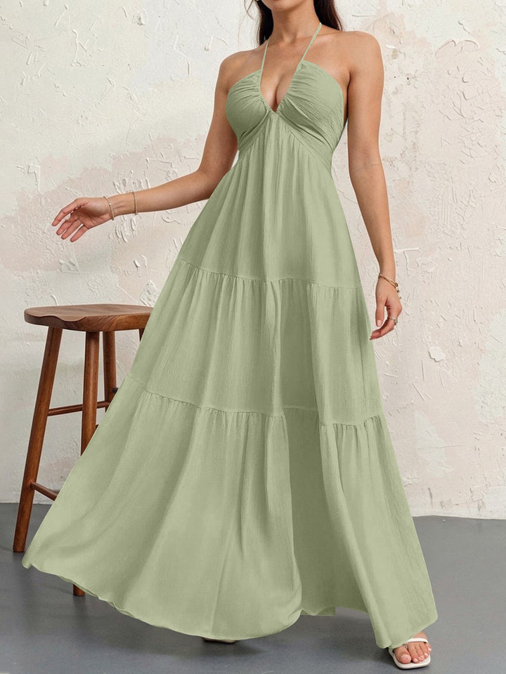 Damen Maxikleid mit tiefem V-Ausschnitt und luftiger Silhouette Echo Archiv