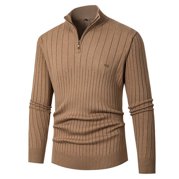 Herren modischer Pullover mit Reißverschluss und feinem Rippdesign Echoarchiv