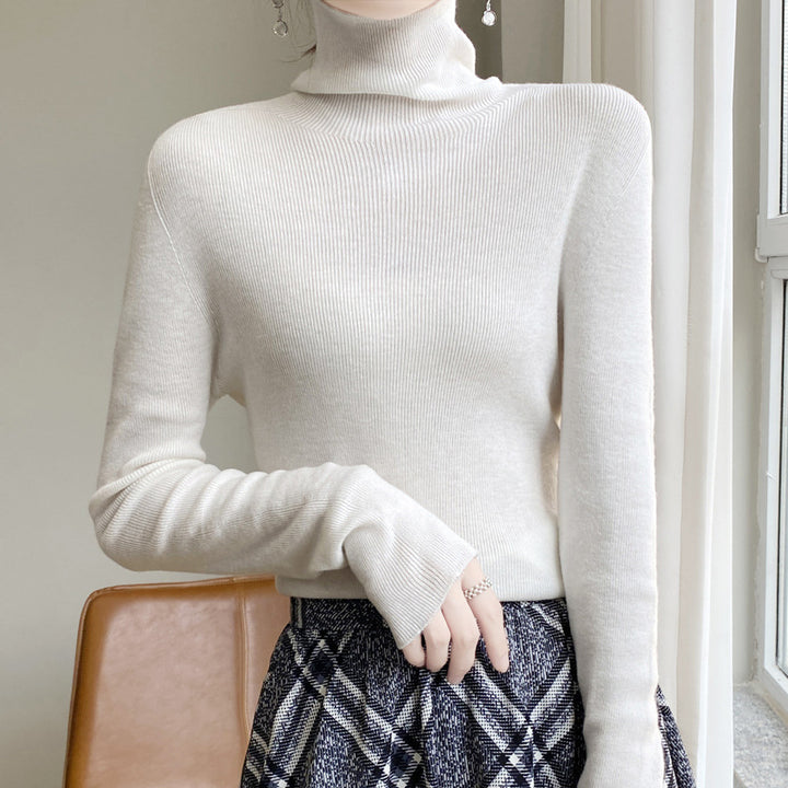 Damen Schmaler Rollkragen-Feinstrickpullover mit elastischer Rippenstruktur und minimalistischer Silhouette Echoarchiv