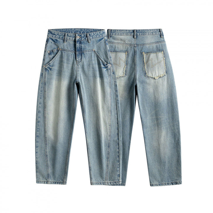 Damen High‑Waist Baggy‑Jeans mit vorgeformten Eingrifftaschen und heller Used‑Waschung Echo Archiv
