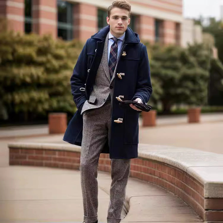 Herren Stilvoller Dufflecoat mit Knopfdetails Echoarchiv