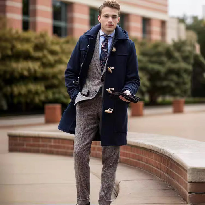 Herren Stilvoller Dufflecoat mit Knopfdetails Echoarchiv