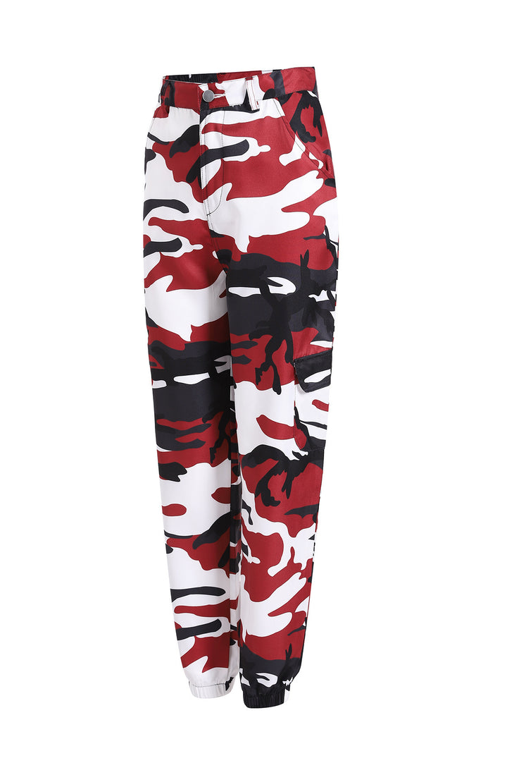 Damen Cargohose mit Camouflage‑Print, elastischem Bund und Beinbündchen Echoarchiv