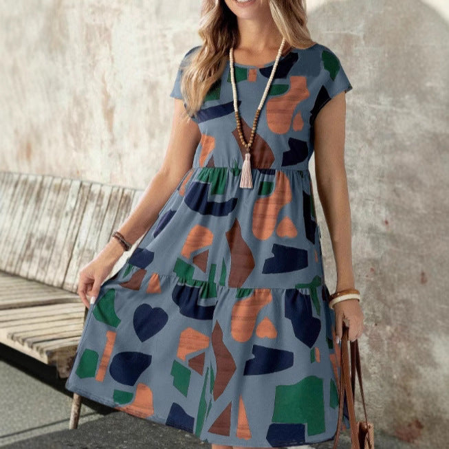 Damen Midikleid mit grafischem Muster und Schlaufenärmel Echo Archiv