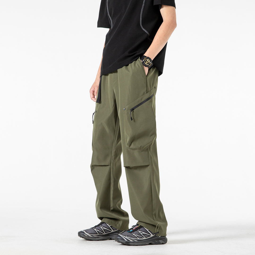 Herren Weite Utility‑Cargohose mit elastischem Bund, Reißverschluss‑Taschen und verstellbarem Saum Echo Archiv