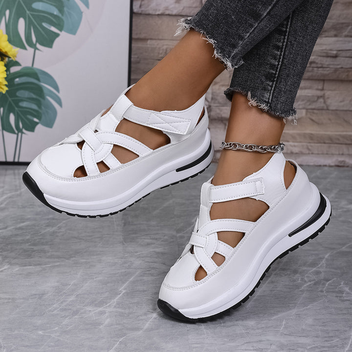 Damen Plateau‑Sneaker‑Sandale mit geschlossener Kappe und Klettverschluss Echo Archiv