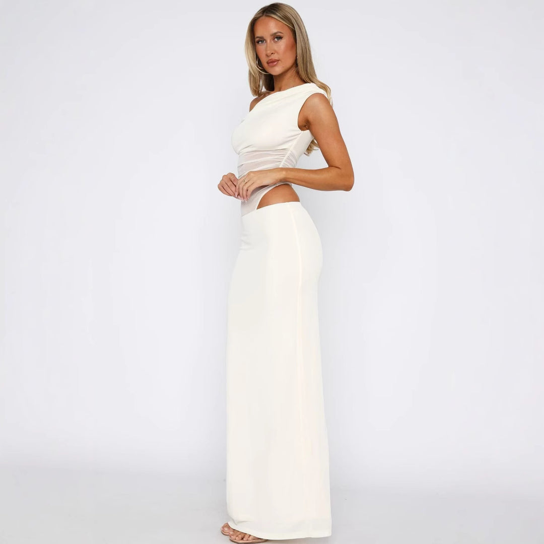 Damen Elegantes Maxikleid mit asymmetrischem Schnitt und transparenten Einsätzen Echo Archiv