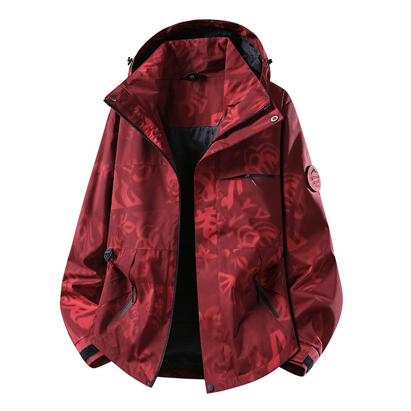 Herren Wetterfeste dreilagige Hardshelljacke mit verstellbarer Kapuze, verschweißten Nähten & Multifunktionstaschen Echoarchiv