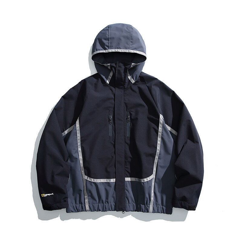 Unisex Wasserabweisende technische Kapuzenjacke mit Reflektorpaspeln und elastischem Saum Echo Archiv