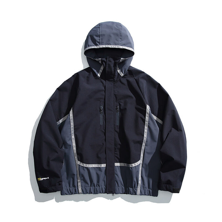 Unisex Wasserabweisende technische Kapuzenjacke mit Reflektorpaspeln und elastischem Saum Echo Archiv