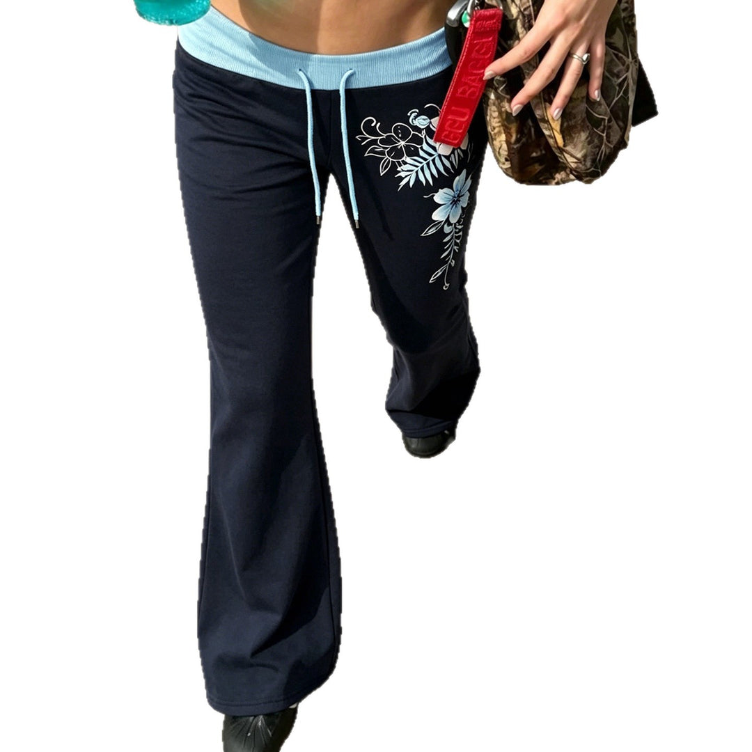 Damen nan ausgestellte Loungehose mit hohem Stretchbund, Kordelzug und floralem Druck Echo Archiv