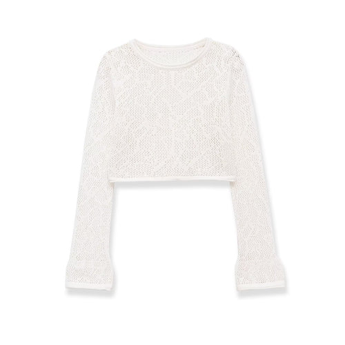 Damen Cropped Strickoberteil mit elegantem Längs-Muster Echo Archiv