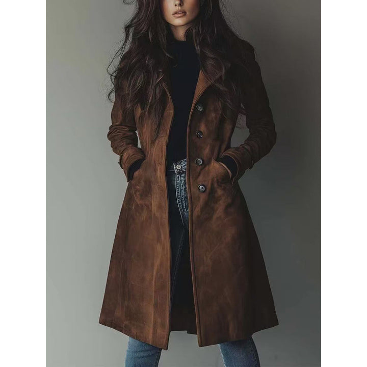 Damen Longline Wollmix-Mantel mit tailliertem Schnitt, Reverskragen und Pattentaschen – Montévia