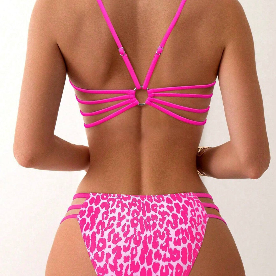 Damen Bikini-Set mit lebhaftem Leopardenmuster und sportlichen Akzenten Echo Archiv