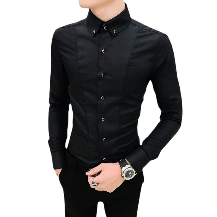 Herren Elegantes Langarmhemd mit feinen Knopfdetails Echoarchiv