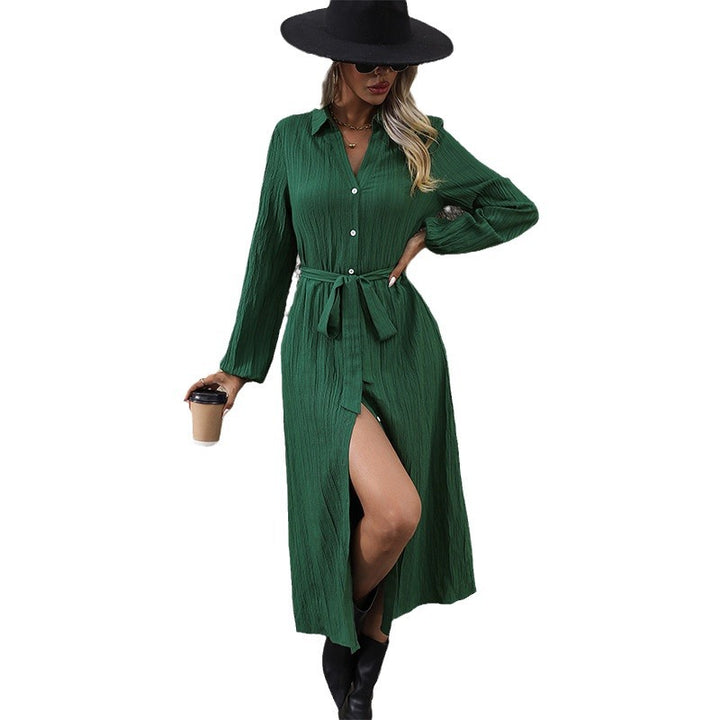 Damen Langarm Hemdblusenkleid mit Gürtel Echo Archiv
