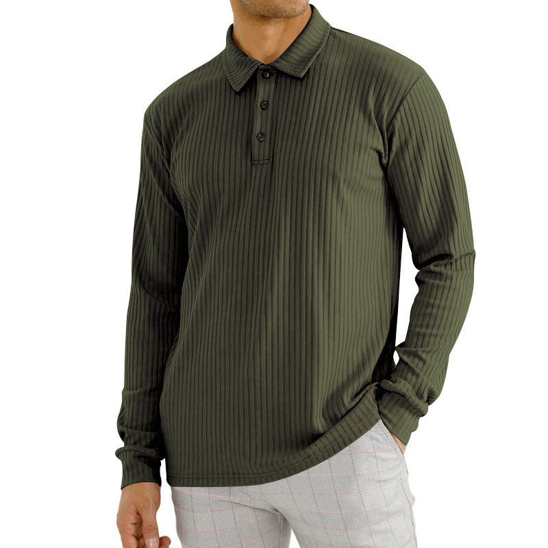 Herren Langarm Poloshirt mit strukturiertem Rippdesign Echoarchiv