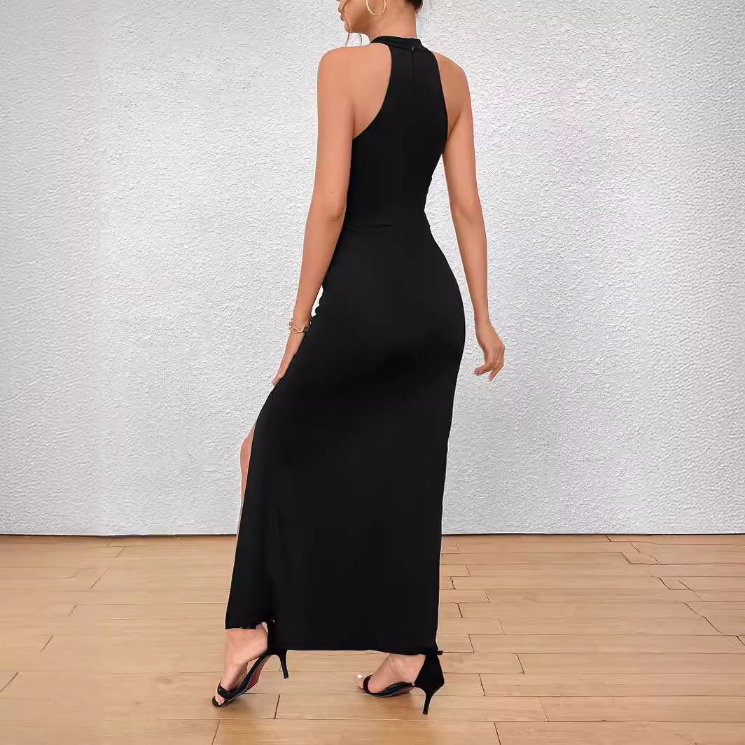 Damen Elegantes Maxikleid mit hohem Schlitz und Raffdetails Echo Archiv