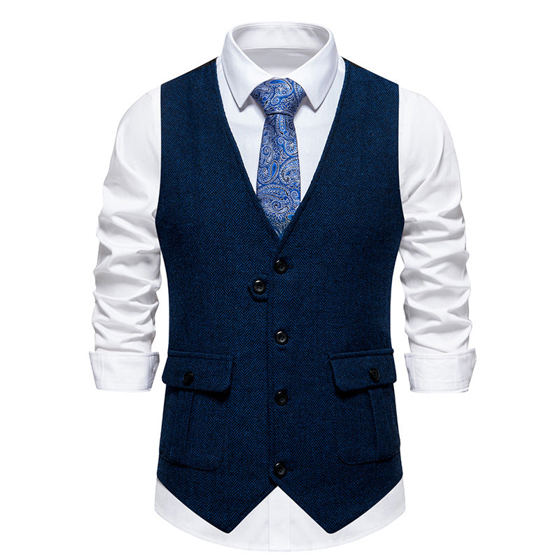 Herren elegante Weste im strukturierten Hahnentrittdesign Echoarchiv