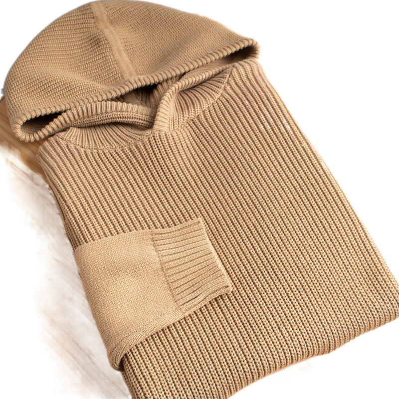 Herren Grobgerippter Kapuzenpullover mit glatten Ärmeln und geripptem Saum Echoarchiv