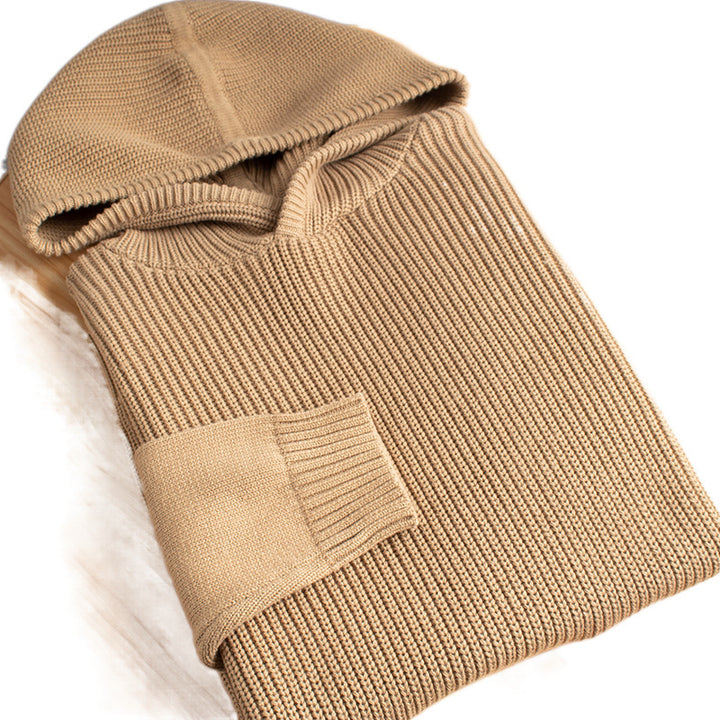 Herren Grobgerippter Kapuzenpullover mit glatten Ärmeln und geripptem Saum Echoarchiv