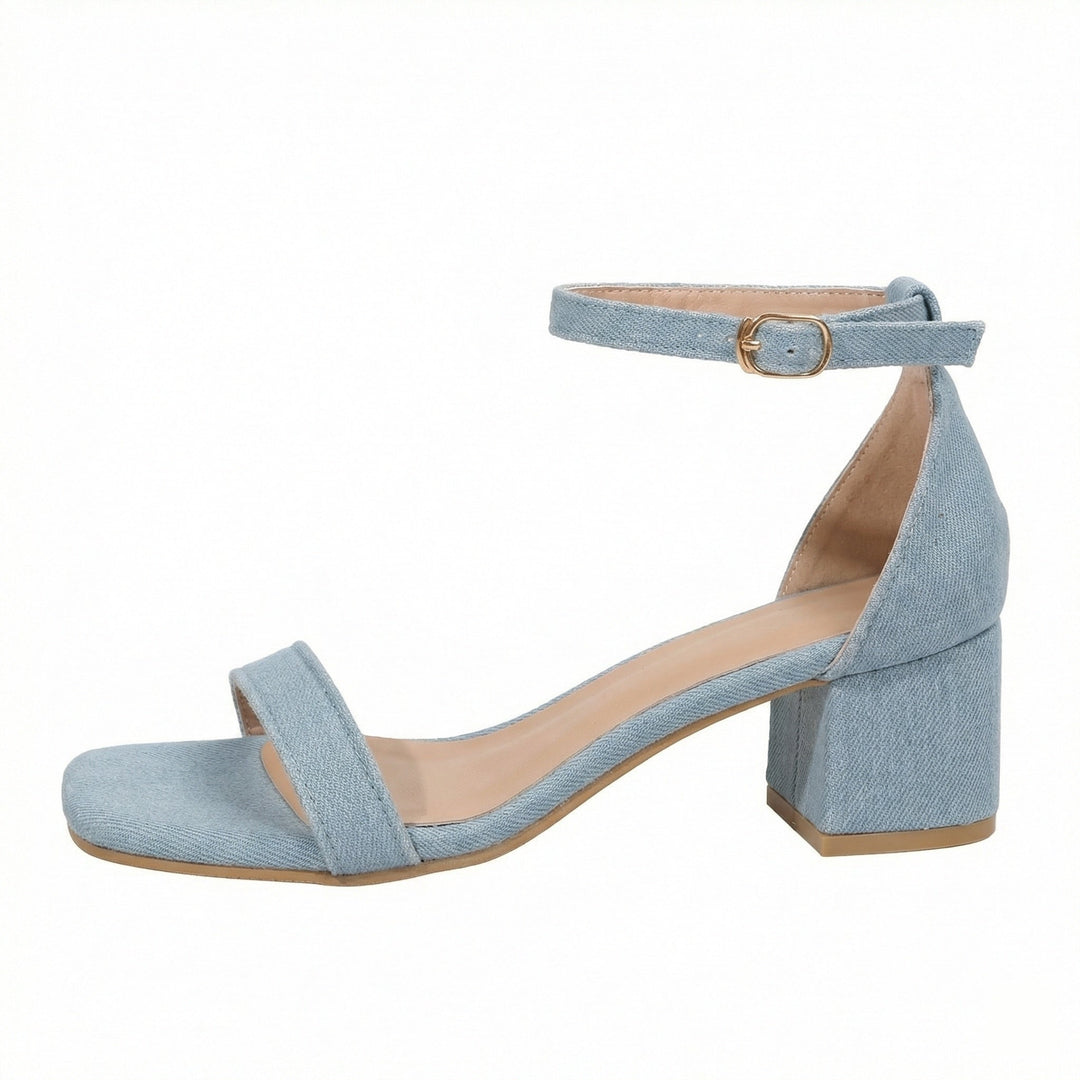 Damen Riemchen-Sandalen mit blockiertem Absatz und verstellbarem Knöchelriemen Echoarchiv