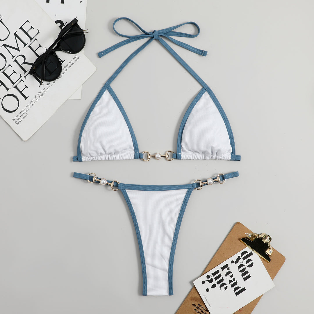 Damen Triangel-Bikini mit modischem Rippdesign und dekorativen Elementen Echo Archiv